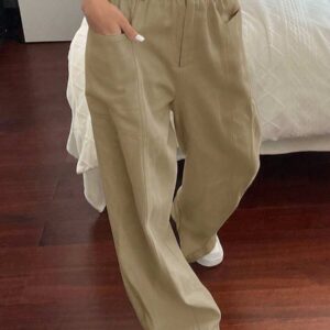 Calça Wide Leg (Pantalona) Bege areia